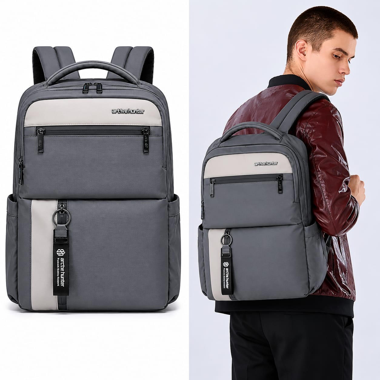 (Ash Colour) ARCTIC HUNTER 15.6 Inch Waterproof Business Laptop And Travel Backpack..(Model 192).. ঢাকা সিটিতে ৭০, বাইরে ১৩০ টাকা কুরিয়ার চার্জ প্রযোজ্য_img_1