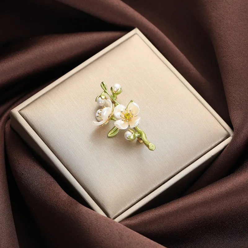Peony Flower Pearl Brooch