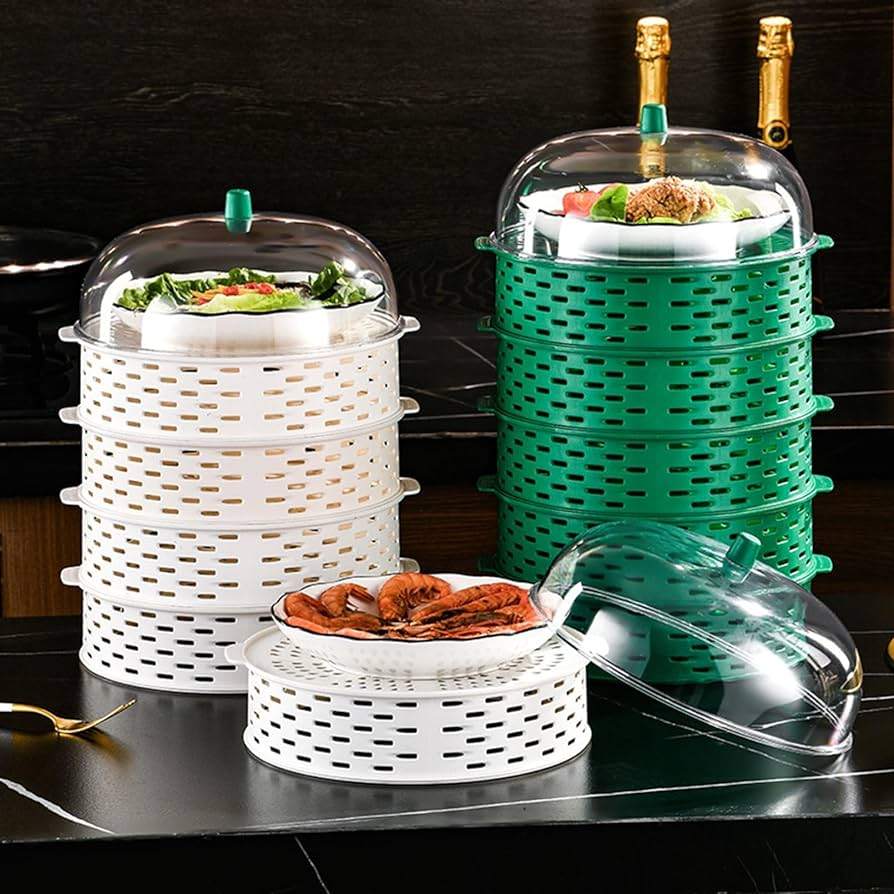 5 Layer Food Cover – Transparent Stackable Dust-Proof Food Storage Organizer_img_5