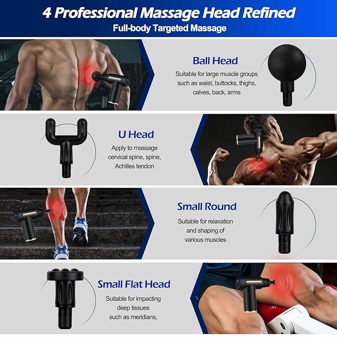 Full Body Deep Tissue Massage Gun with Display – Percussion Muscle Massager (4 Heads)_img_4