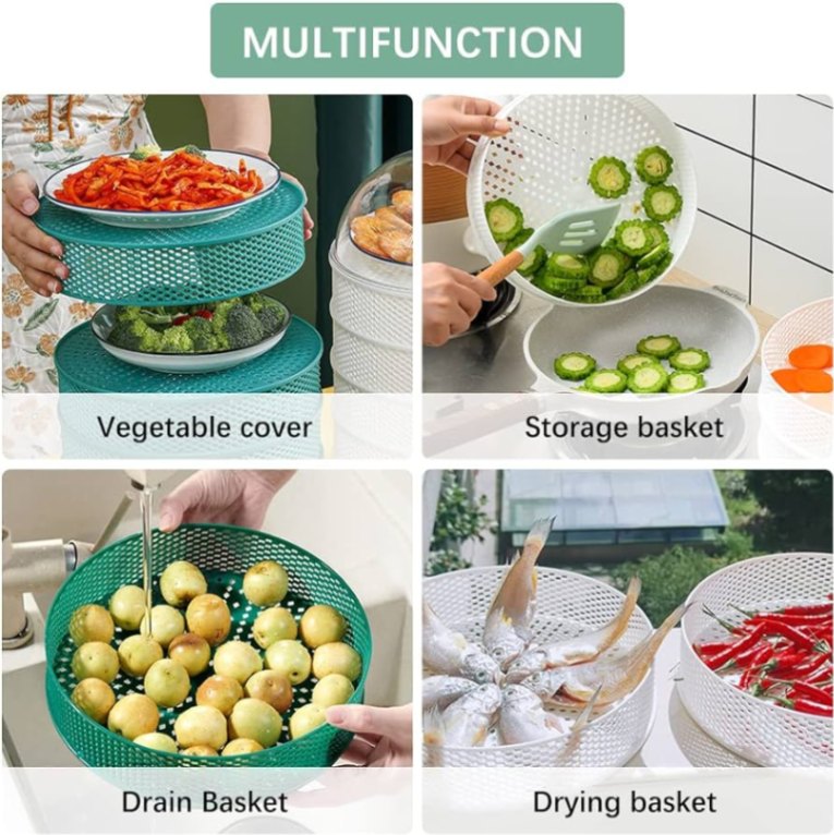 5 Layer Food Cover – Transparent Stackable Dust-Proof Food Storage Organizer_img_1
