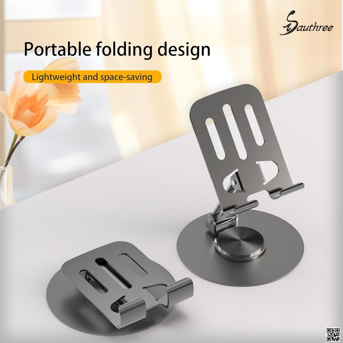 360° Rotatable Foldable Mobile & Tablet Stand – Adjustable Desktop Phone Holder for Office, Home & Video Calls