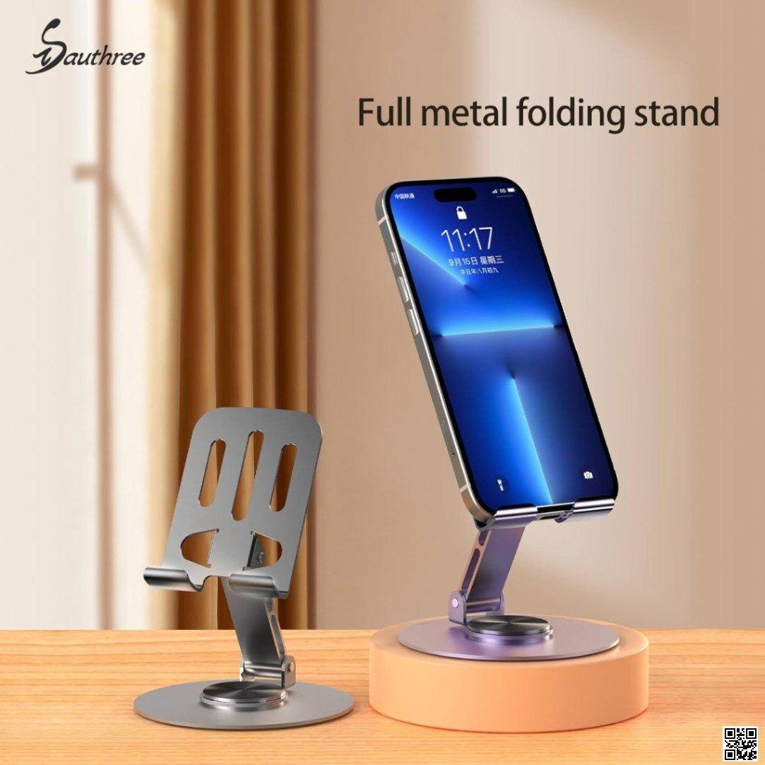 360° Rotatable Foldable Mobile & Tablet Stand – Adjustable Desktop Phone Holder for Office, Home & Video Calls_img_3