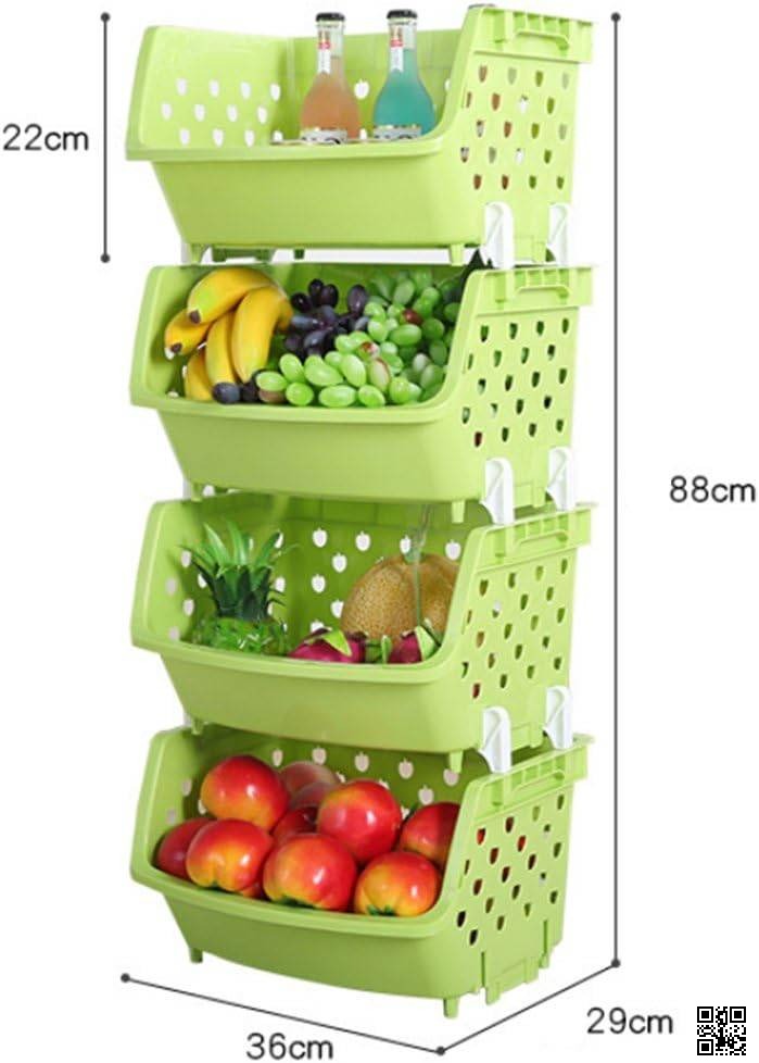 4 Tier Plastic Kitchen Storage Rack with Wheels – Multipurpose Vegetable & Fruit Organizer