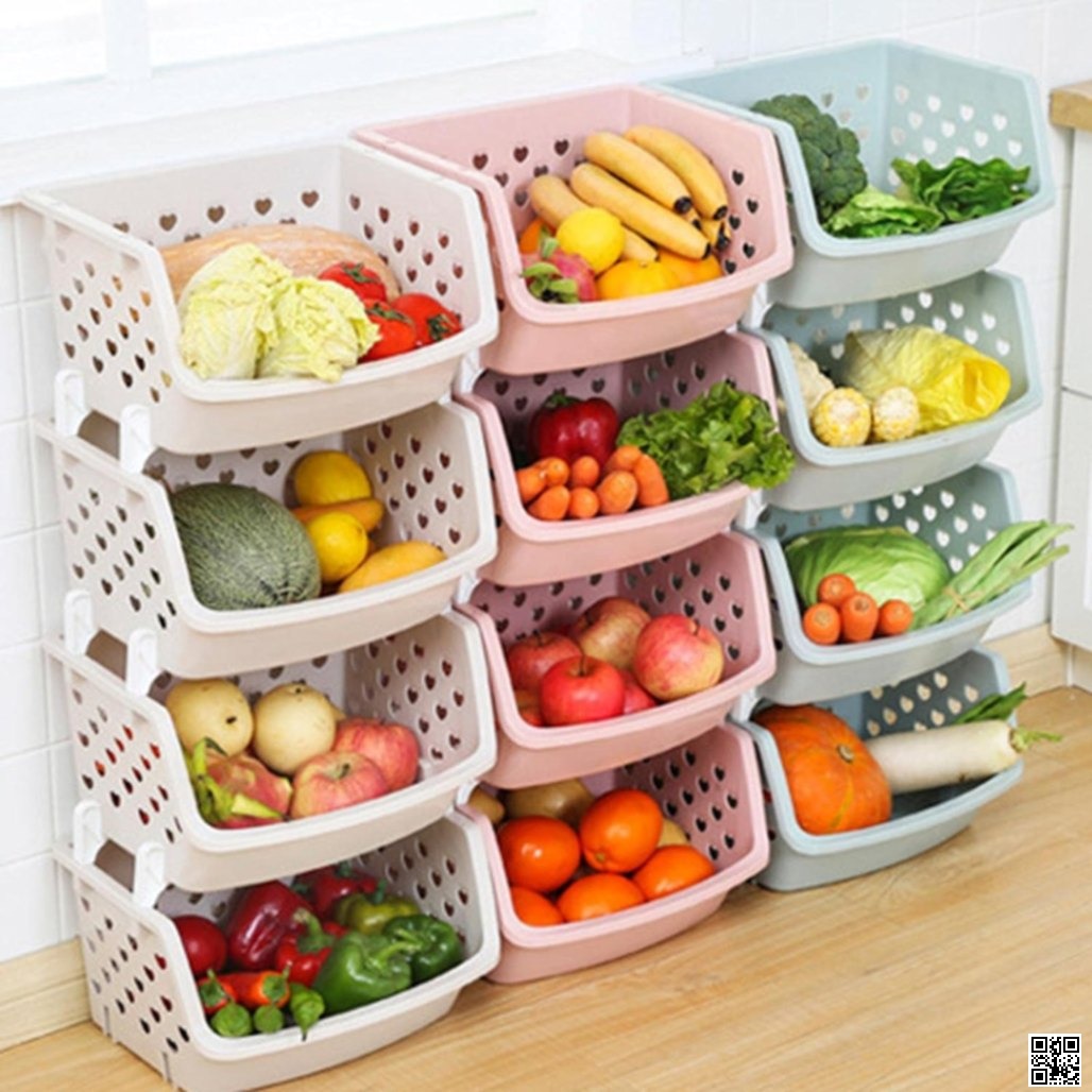 4 Tier Plastic Kitchen Storage Rack with Wheels – Multipurpose Vegetable & Fruit Organizer_img_6