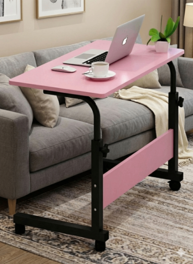 Height Adjustable Portable Laptop Table with Wheels – Sofa & Bedside Study Desk_img_3