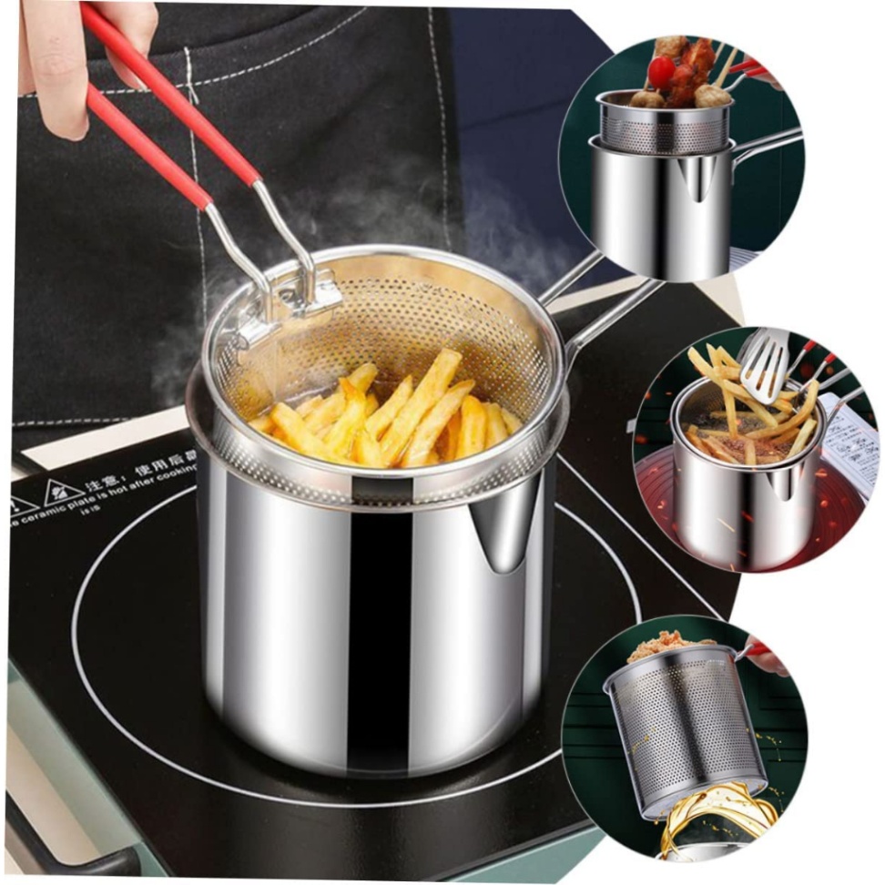 Stainless Steel Deep Fryer Pot with Strainer Basket – Small Frying Pan for Home Cooking_img_5