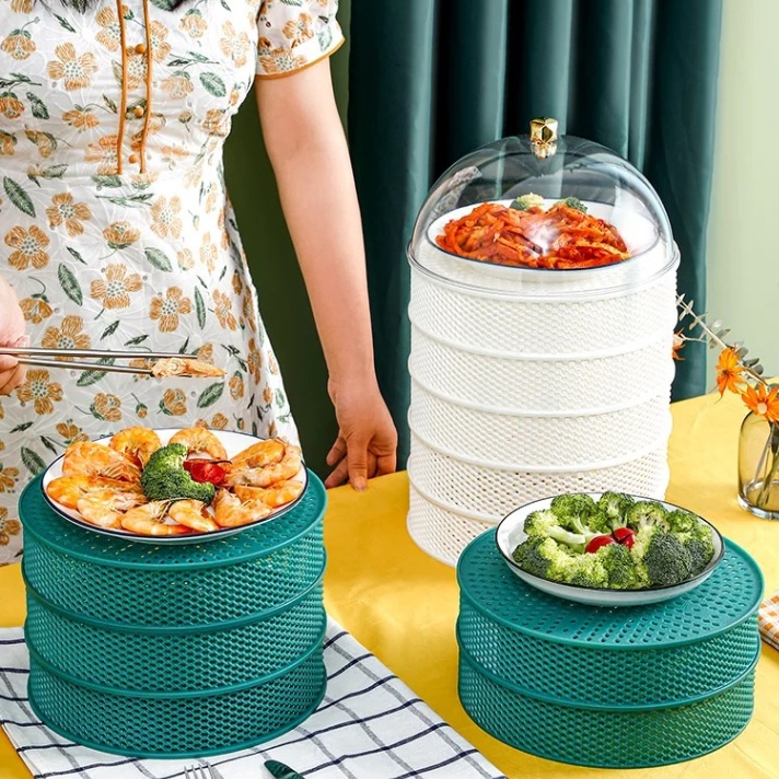 5 Layer Food Cover – Transparent Stackable Dust-Proof Food Storage Organizer