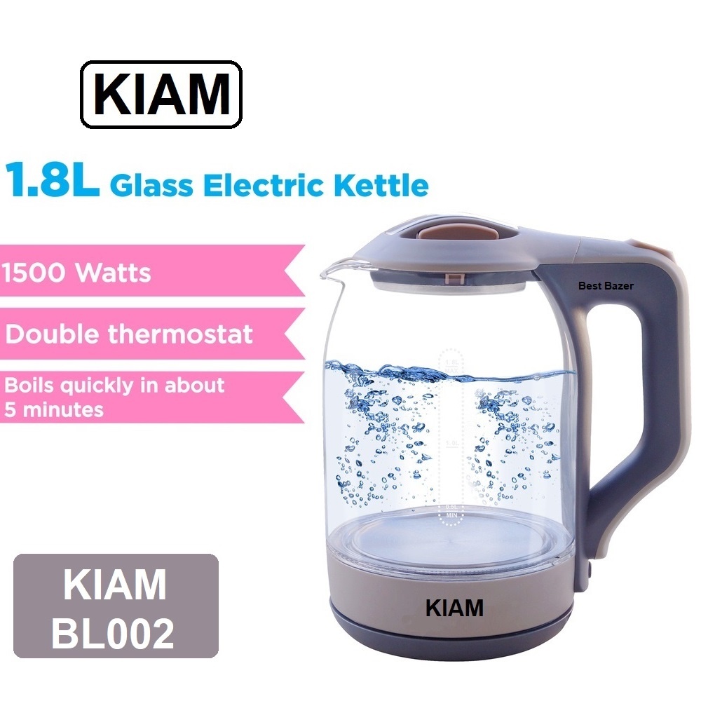 Kiam Electric Kettle BL-002 1.8L Glass Electric Kettle with Auto Shut-Off & Overheat Protection_img_0