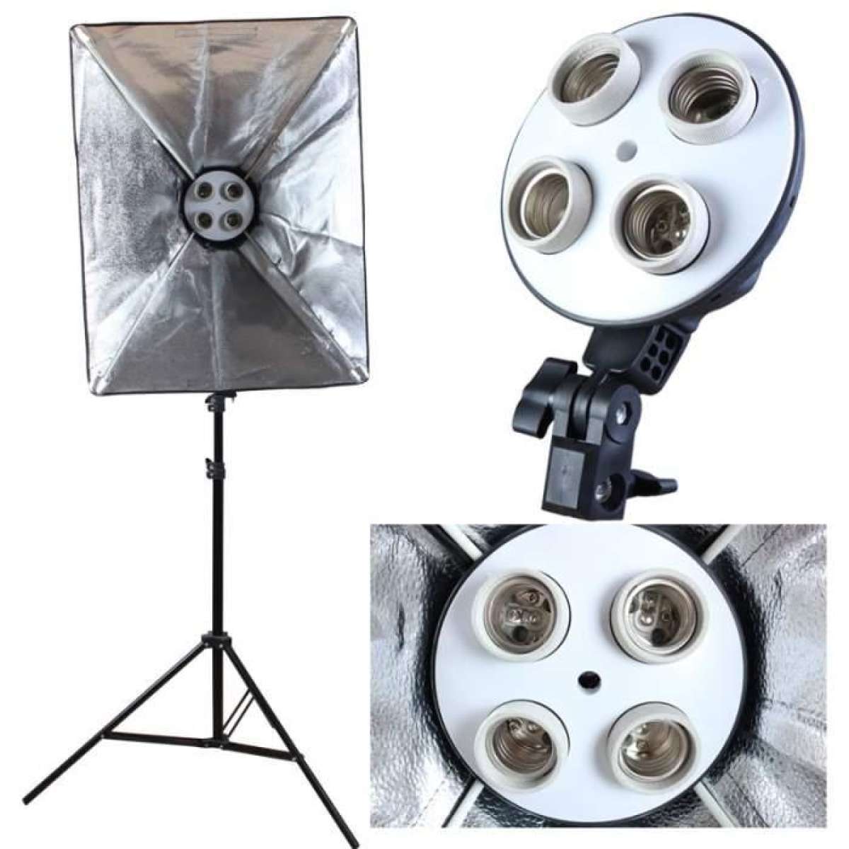 Professional Softbox Lighting Kit with Adjustable Light Stand – 4 Socket E27 Photo & Video Studio Light_img_1