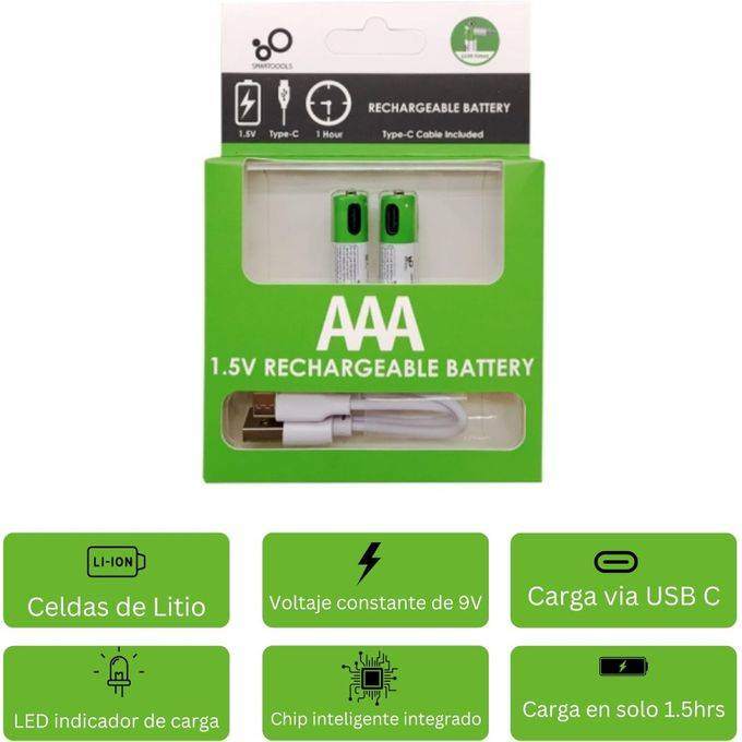 Rechargeable Li-ion AAA USB Type-C Battery 1.5V (2-Pack) – Fast Charging, Long Life_img_1
