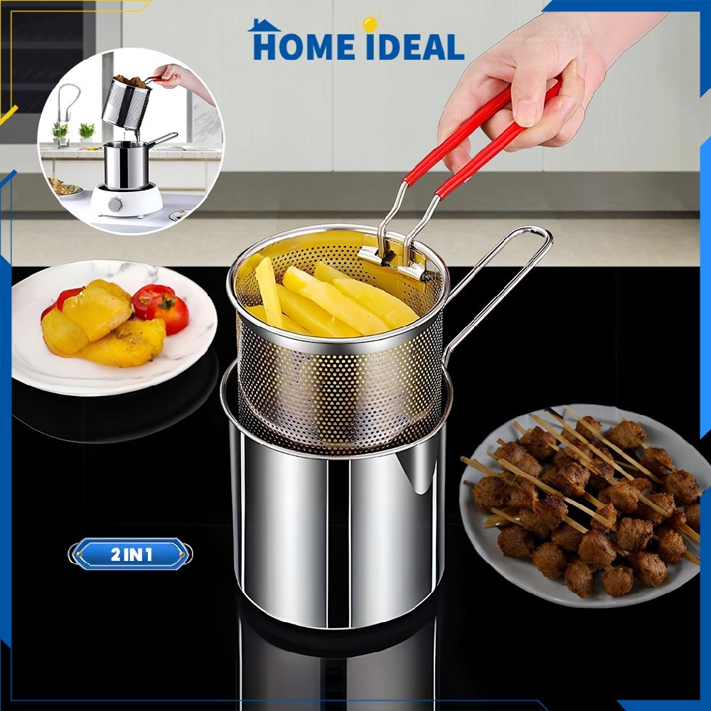 Stainless Steel Deep Fryer Pot with Strainer Basket – Small Frying Pan for Home Cooking_img_6