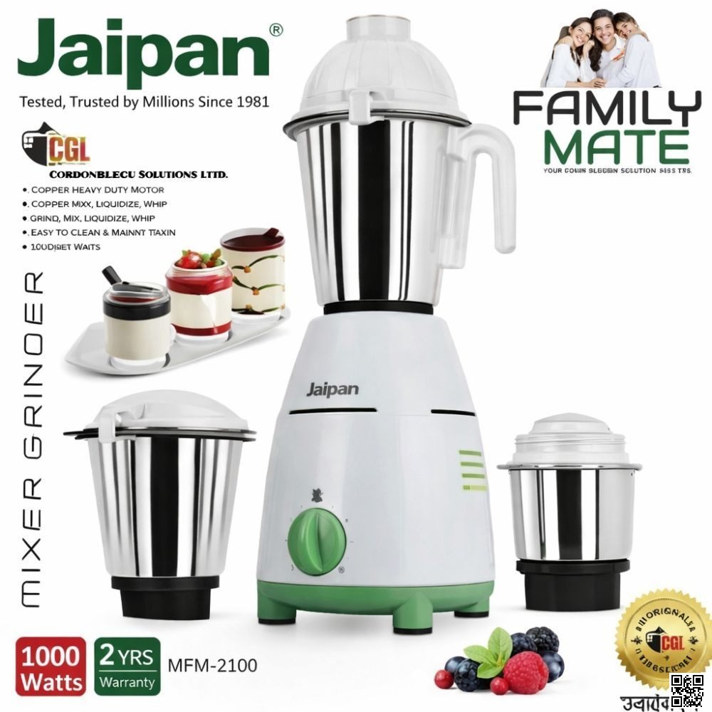 Jaipan Family Mate 1000-Watts Blender 3 IN 1 Heavy duty Mixer grinder and Blender_img_2
