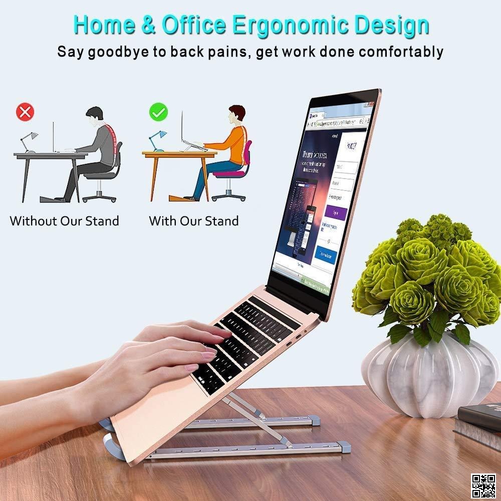 Aluminum Adjustable Laptop Stand for 10–17 Inch Laptops, Tablets & Notebooks – Multi-Angle Ergonomic Desk Stand_img_1
