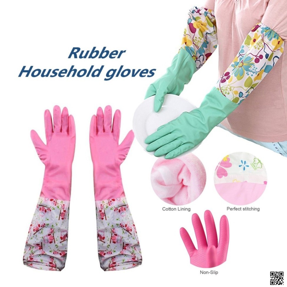 Silicone Dishwashing Kitchen Gloves 2 Pcs – PVC Hand Gloves for Household Cleaning