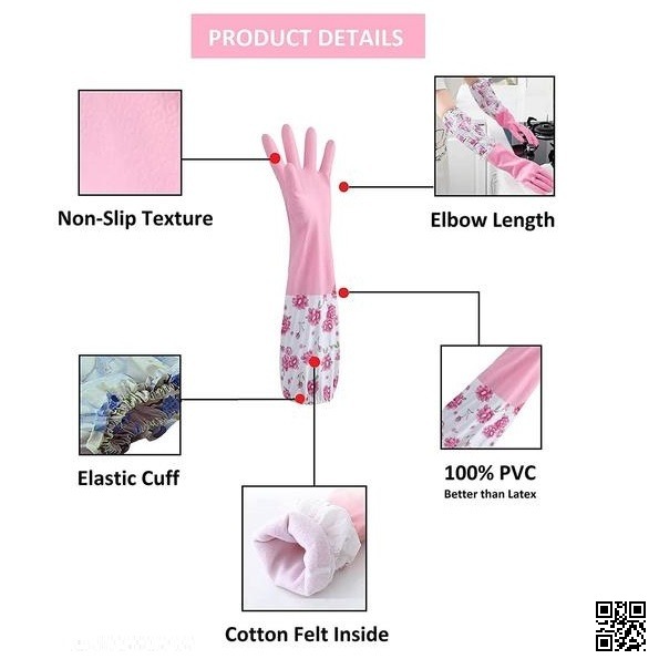 Silicone Dishwashing Kitchen Gloves 2 Pcs – PVC Hand Gloves for Household Cleaning_img_1
