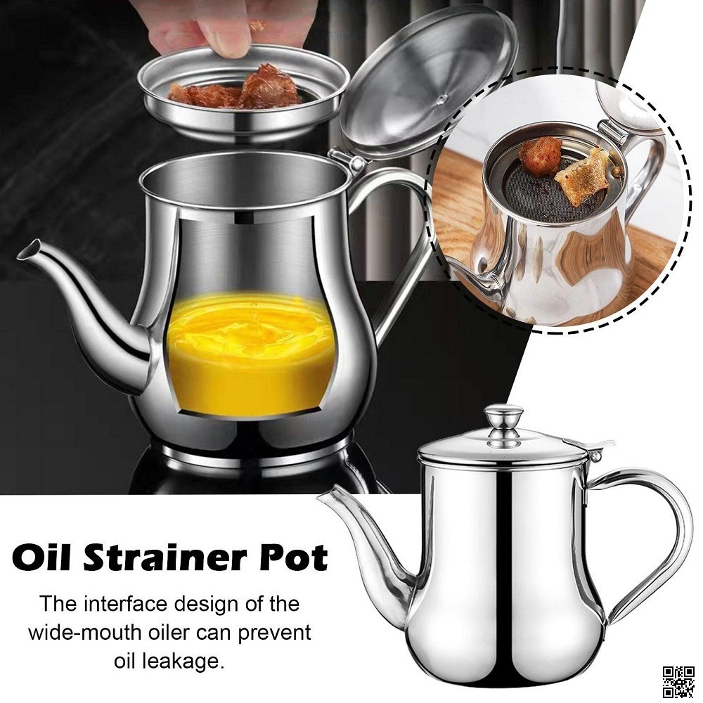Oil Kettle Oil Pot Stainless Steel 940 Ml