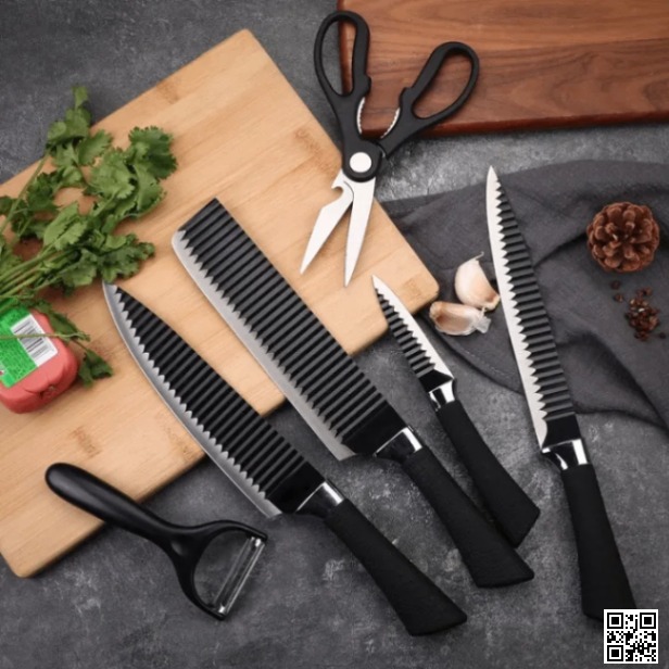 Zepter Professional Kitchen Knife Set 6 Pcs – Stainless Steel Chef Knives with Peeler & Scissors_img_1