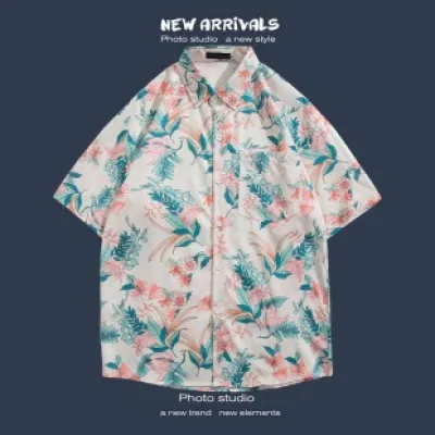 🌺 Hawaiian Short-Sleeved Floral Shirt ✨ Hong Kong Style | Korean Trendy Look | Retro Fashion 👫 Men & Women Couple Tops_img_22