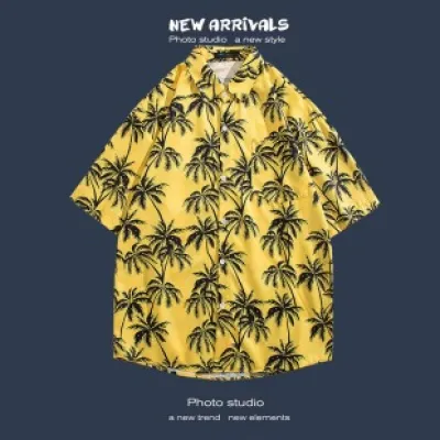 🌺 Hawaiian Short-Sleeved Floral Shirt ✨ Hong Kong Style | Korean Trendy Look | Retro Fashion 👫 Men & Women Couple Tops_img_31