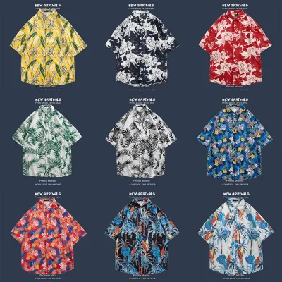 🌺 Hawaiian Short-Sleeved Floral Shirt ✨ Hong Kong Style | Korean Trendy Look | Retro Fashion 👫 Men & Women Couple Tops_img_2