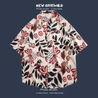 🌺 Hawaiian Short-Sleeved Floral Shirt ✨ Hong Kong Style | Korean Trendy Look | Retro Fashion 👫 Men & Women Couple Tops_img_5