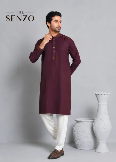 Premium Maroon Panjabi | The SENZO_img_2