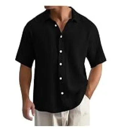 Temu2025 New Cross-Border Large Size Shirt Embroidered Men's Loose Cotton Short-Sleeved Lapel Shirt_img_3
