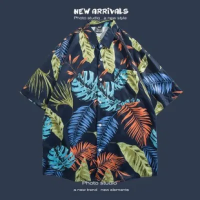🌺 Hawaiian Short-Sleeved Floral Shirt ✨ Hong Kong Style | Korean Trendy Look | Retro Fashion 👫 Men & Women Couple Tops_img_14