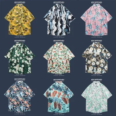🌺 Hawaiian Short-Sleeved Floral Shirt ✨ Hong Kong Style | Korean Trendy Look | Retro Fashion 👫 Men & Women Couple Tops_img_1