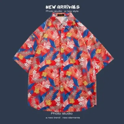 🌺 Hawaiian Short-Sleeved Floral Shirt ✨ Hong Kong Style | Korean Trendy Look | Retro Fashion 👫 Men & Women Couple Tops_img_9
