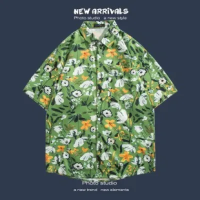 🌺 Hawaiian Short-Sleeved Floral Shirt ✨ Hong Kong Style | Korean Trendy Look | Retro Fashion 👫 Men & Women Couple Tops_img_19