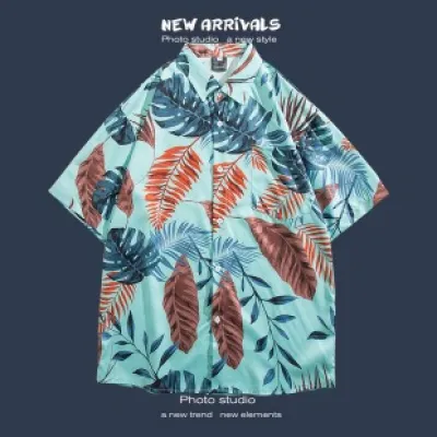 🌺 Hawaiian Short-Sleeved Floral Shirt ✨ Hong Kong Style | Korean Trendy Look | Retro Fashion 👫 Men & Women Couple Tops_img_10