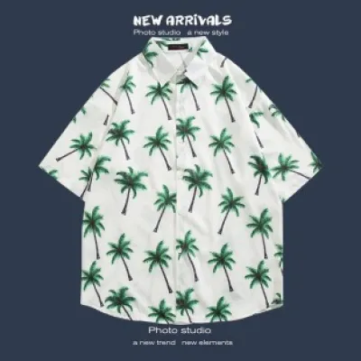 🌺 Hawaiian Short-Sleeved Floral Shirt ✨ Hong Kong Style | Korean Trendy Look | Retro Fashion 👫 Men & Women Couple Tops_img_4