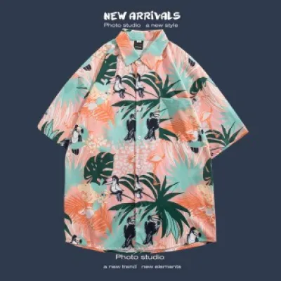 🌺 Hawaiian Short-Sleeved Floral Shirt ✨ Hong Kong Style | Korean Trendy Look | Retro Fashion 👫 Men & Women Couple Tops_img_21