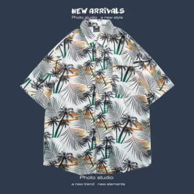 🌺 Hawaiian Short-Sleeved Floral Shirt ✨ Hong Kong Style | Korean Trendy Look | Retro Fashion 👫 Men & Women Couple Tops_img_17