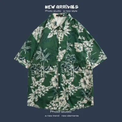 🌺 Hawaiian Short-Sleeved Floral Shirt ✨ Hong Kong Style | Korean Trendy Look | Retro Fashion 👫 Men & Women Couple Tops_img_25