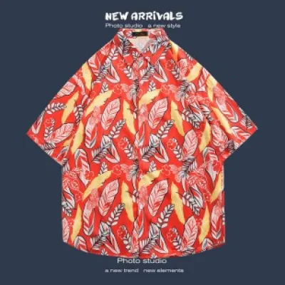 🌺 Hawaiian Short-Sleeved Floral Shirt ✨ Hong Kong Style | Korean Trendy Look | Retro Fashion 👫 Men & Women Couple Tops_img_7