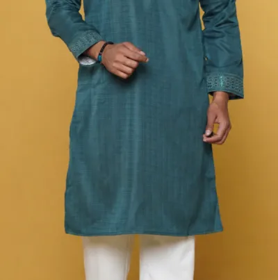 The SENZO Deep Teal Premium Panjabi_img_1