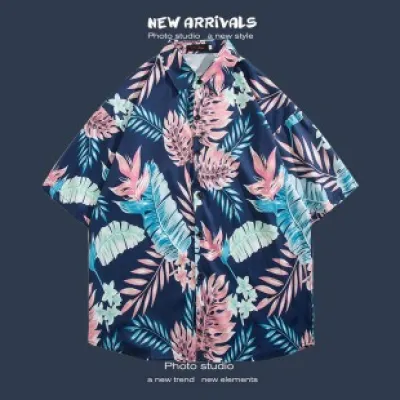 🌺 Hawaiian Short-Sleeved Floral Shirt ✨ Hong Kong Style | Korean Trendy Look | Retro Fashion 👫 Men & Women Couple Tops_img_6