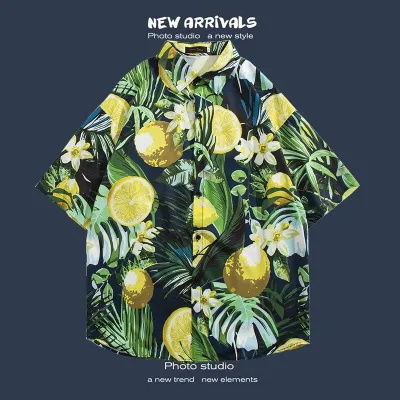 🌺 Hawaiian Short-Sleeved Floral Shirt ✨ Hong Kong Style | Korean Trendy Look | Retro Fashion 👫 Men & Women Couple Tops_img_32