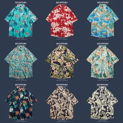 🌺 Hawaiian Short-Sleeved Floral Shirt ✨ Hong Kong Style | Korean Trendy Look | Retro Fashion 👫 Men & Women Couple Tops_img_0