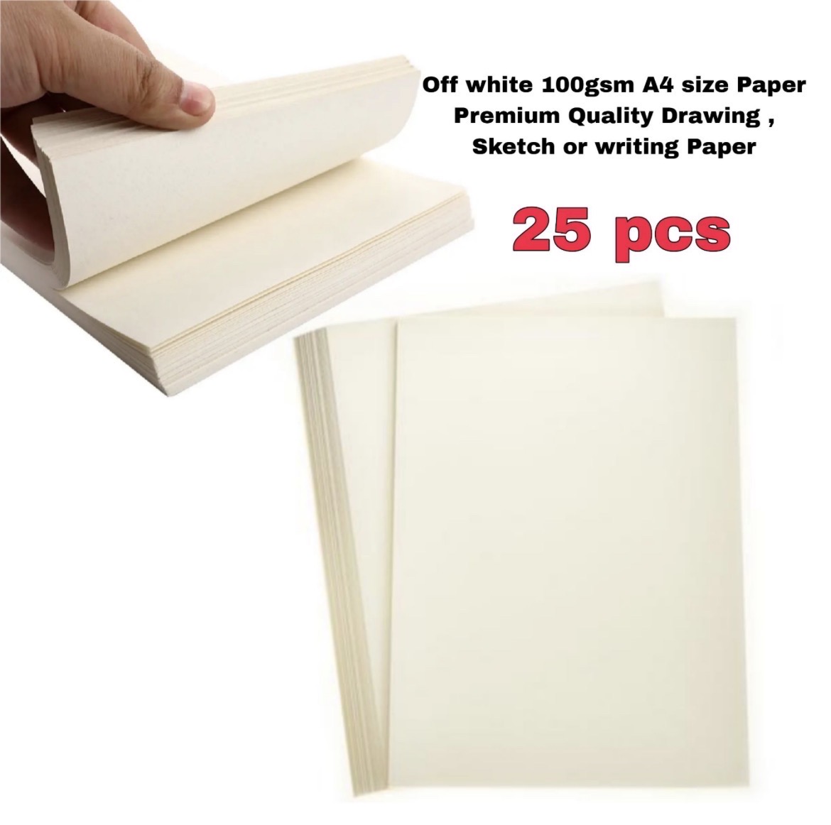 Off white 100gsm A4 size Paper Premium Quality Drawing and Sketch Paper 25 or 50 sheets_img_1