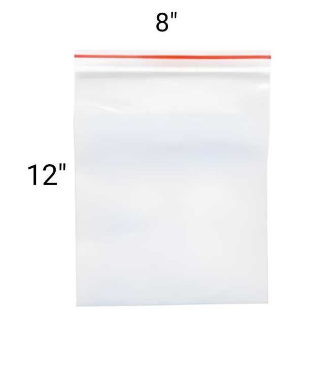 Zipper Poly Bag size 8"X12" pack of 100 pcs Clear Zip Lock_img_1