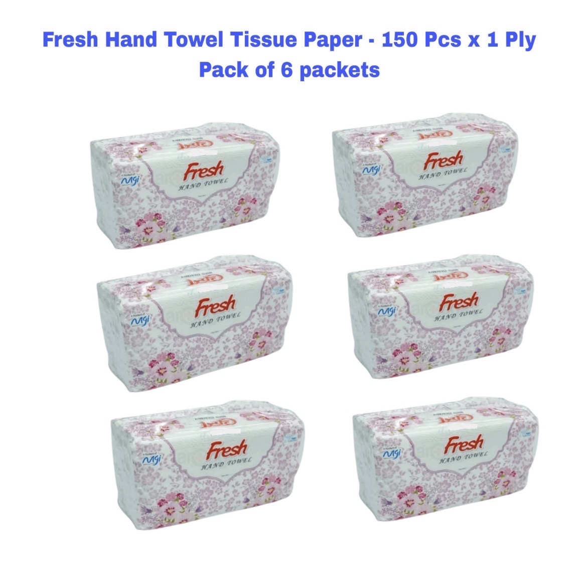 Fresh Hand Towel Tissue Paper - 150 Pcs x 1 Ply Pack of 6 packets_img_0