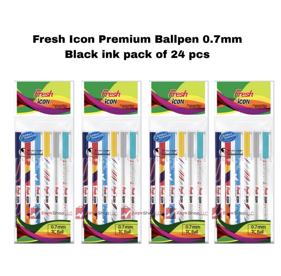 Fresh Icon Premium Ballpen 0.7mm Black ink pack of 24 pcs