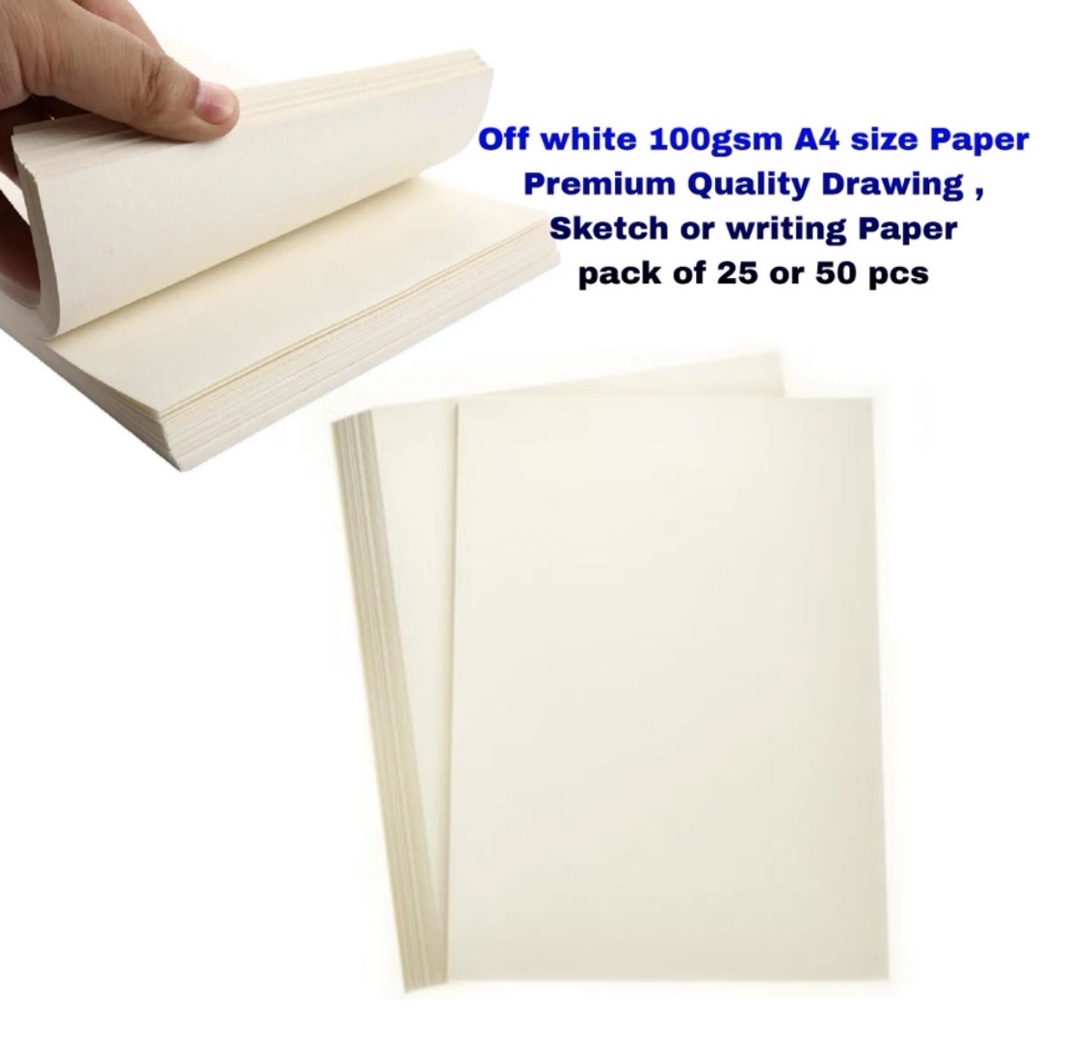 Off white 100gsm A4 size Paper Premium Quality Drawing and Sketch Paper 25 or 50 sheets_img_0
