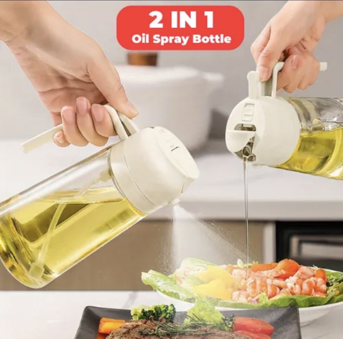 Oil Sprayer & Oil Dispenser 2-in-1 Glass Bottle Cooking for Kitchen, BBQ, Air Fryer & Salad Dressing_img_0