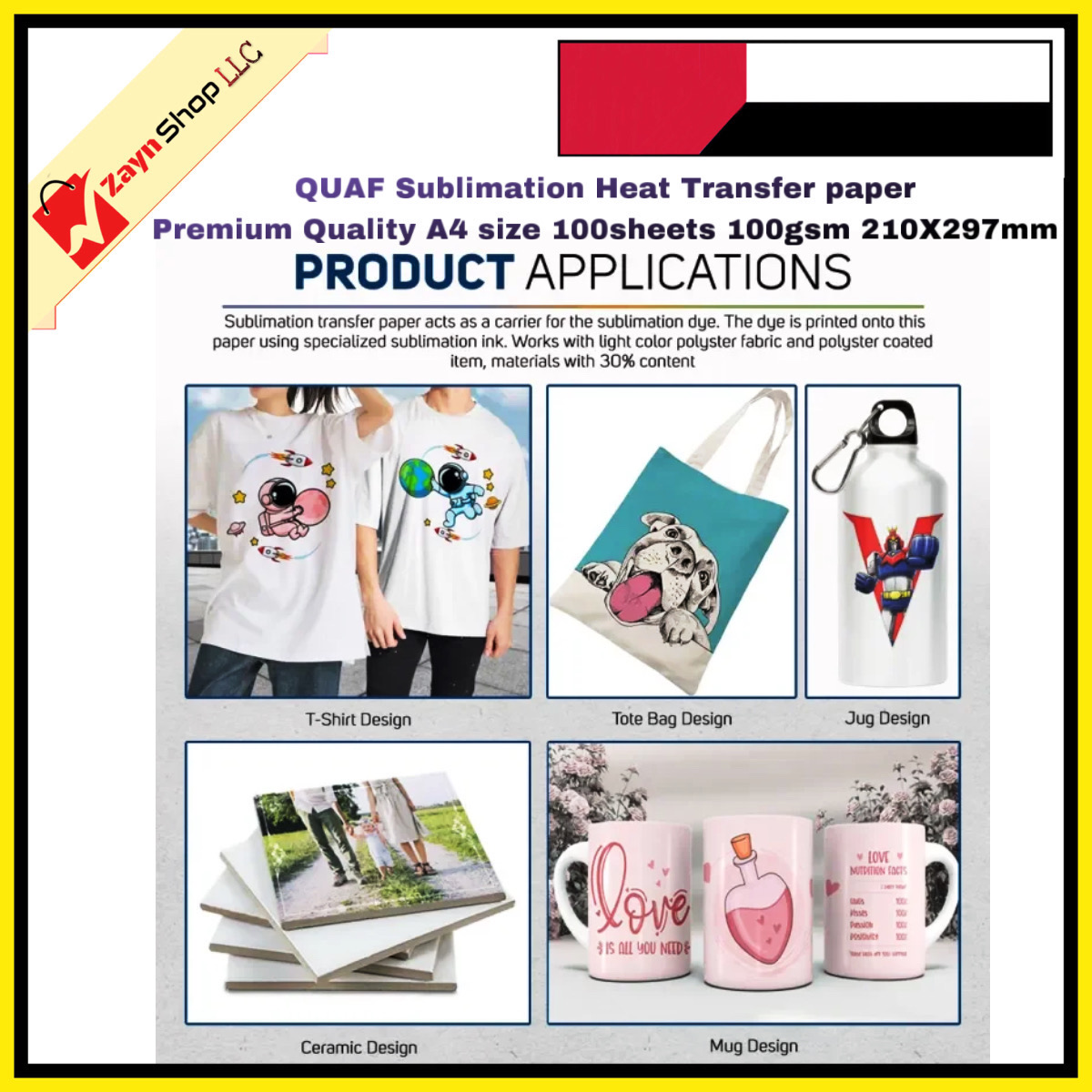 Sublimation Heat Transfer paper Premium Quality A4 size 100sheets 100gsm 210X297mm_img_1
