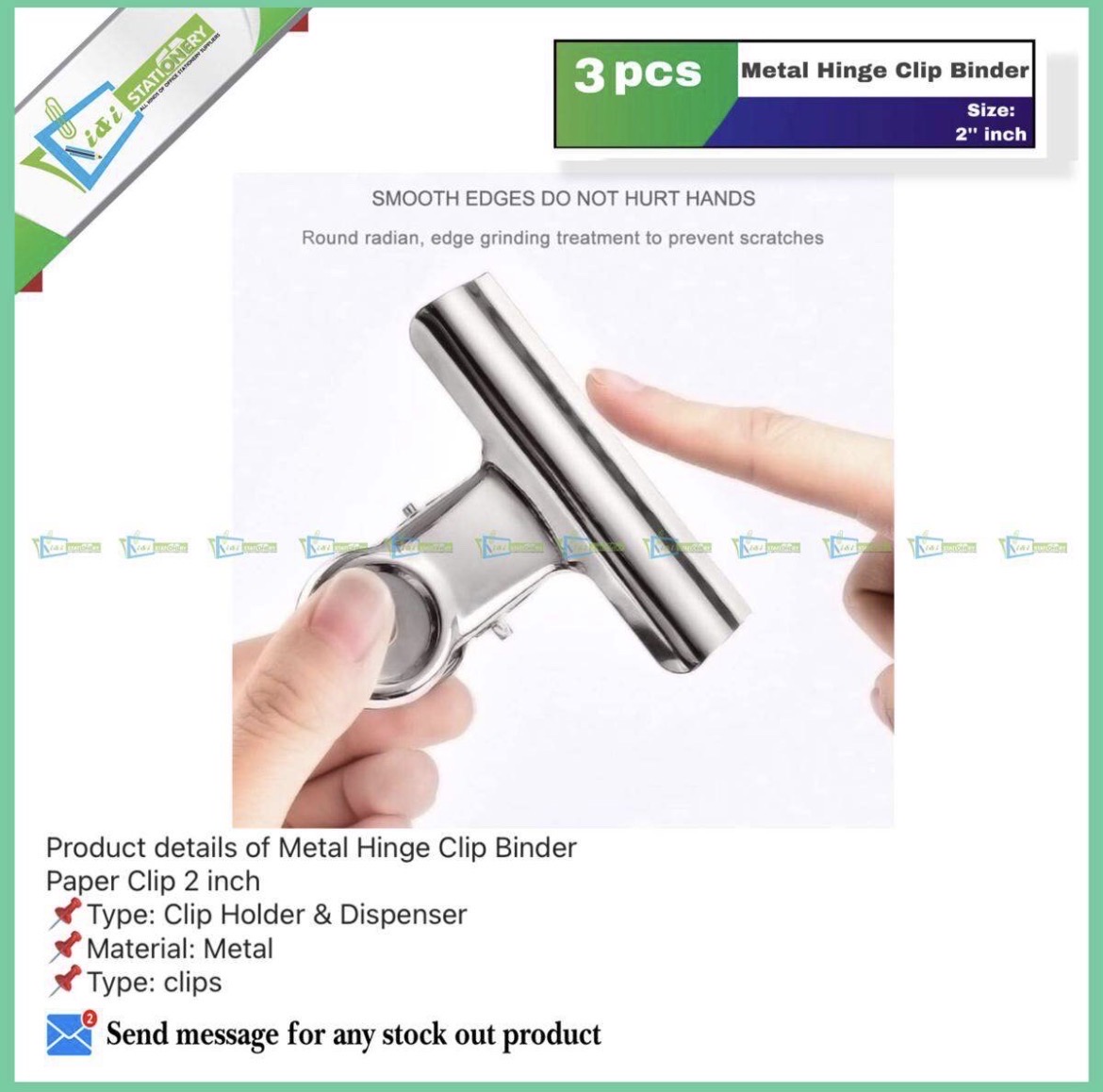 Metal Hinge Clip Binder Paper Clip 2” inch 3 Pcs_img_0